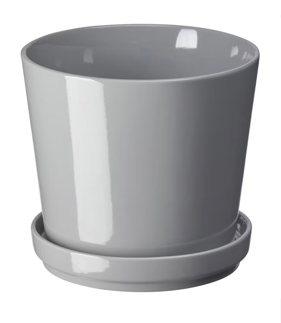 Ikea plant pot with saucer, Furniture & Home Living, Gardening, Pots