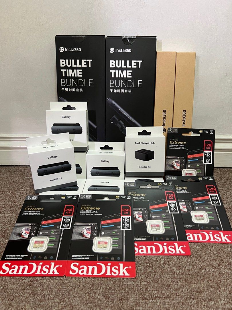 Insta360 Accessories (Category: Video Cameras) located in Pasay City. Submitted by shansey21 (Listing ID 1219231703, Image 1). Description: Available Insta360 Accessories BulletTime Bundle - 2,300 Invisible stick - 1,000 X3 Battery - 2,400 X3 Charging Hub - 3,200 Sandisk Extreme 128gb microsd - 1,200 Sandisk Extreme 256gb microsd - 2,200 #EhCaseyLegit.