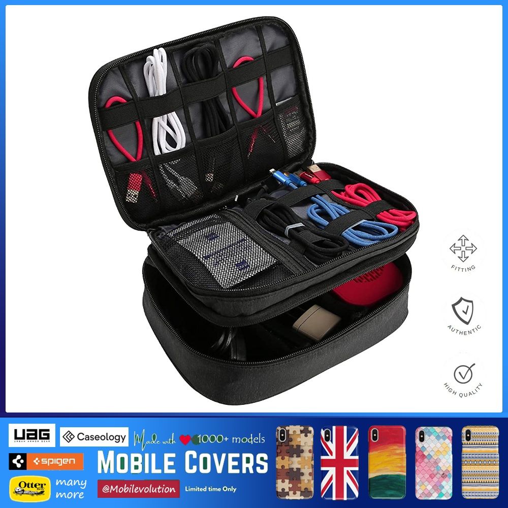 instock ProCase Electronics Travel Organizer Storage Bag Double Layer Universal Traveling Gear Accessories Carrying Cover Pouch for iPad Mini