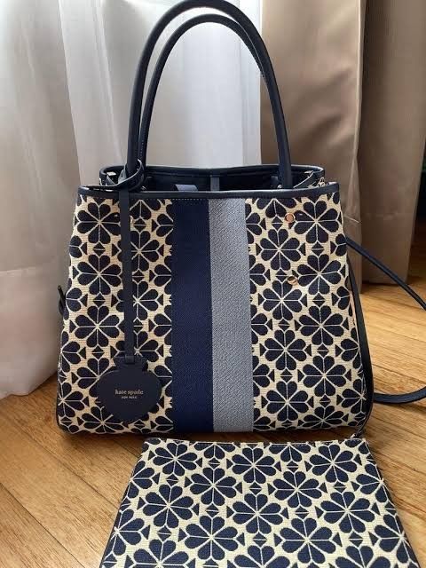 Kate spade flower jacquard medium tote Luxury Bags Wallets on