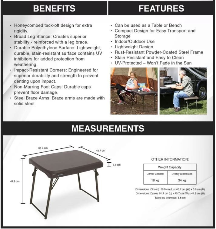 Lifetime Companion Table Brown on Carousell