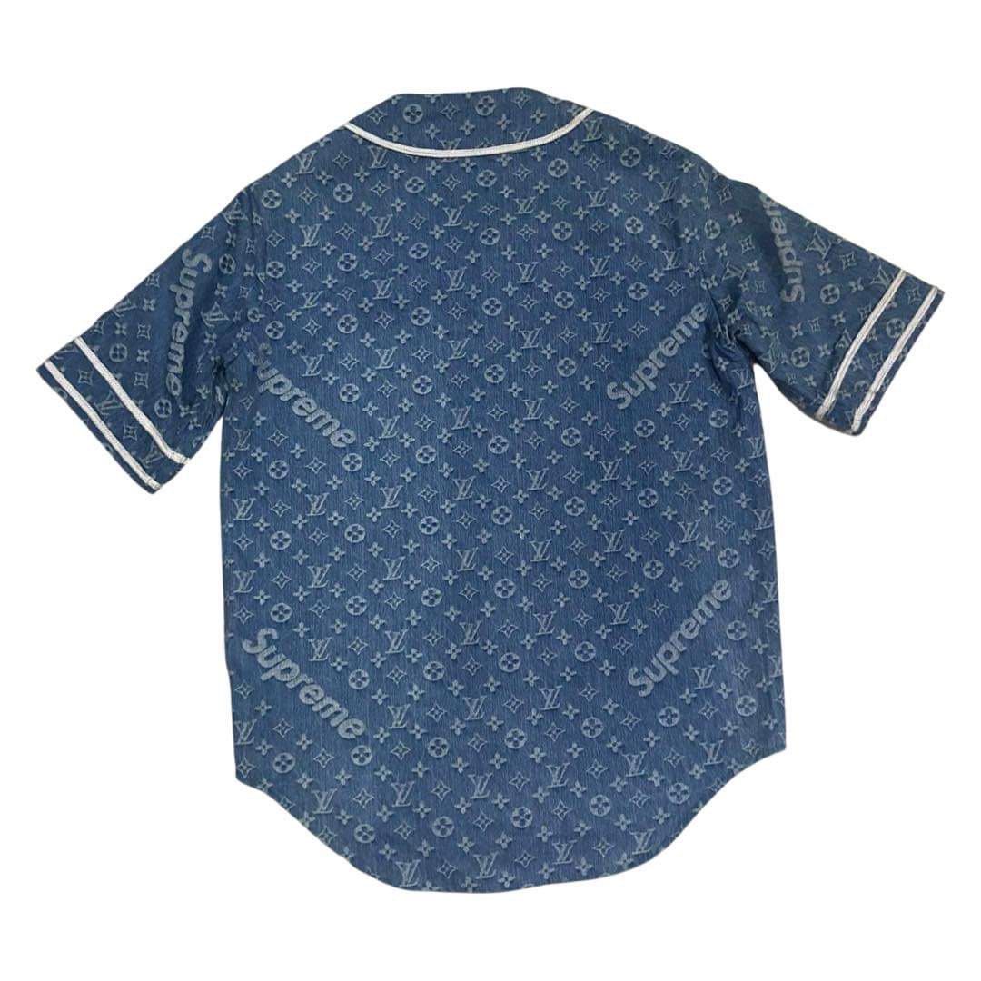 Louis Vuitton x Supreme Monogram Denim Baseball Shirt - Blue Casual Shirts,  Clothing - LOUSU20354