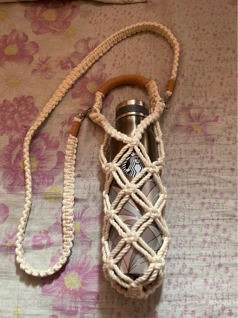 Macrame Tumbler Holder with Sling Strap, Furniture & Home Living, Kitchenware & Tableware, Water