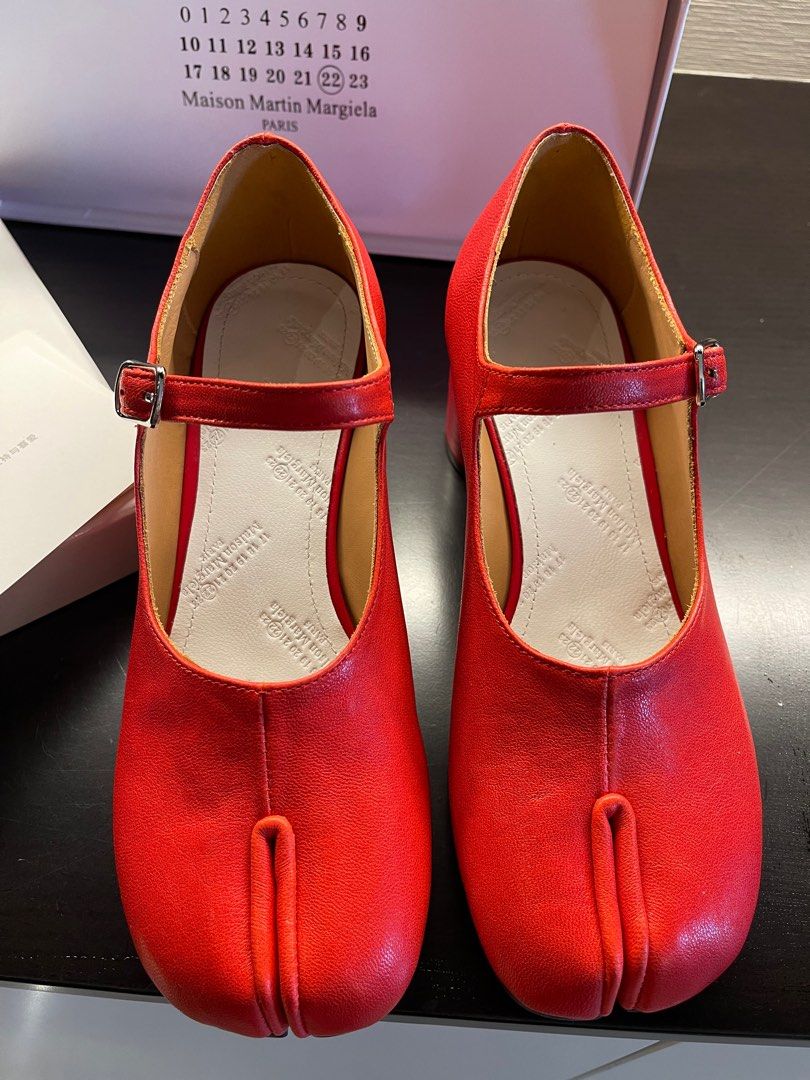 Maison Margiela Red Tabi Mary Jane Heels, Women's Fashion, Footwear ...