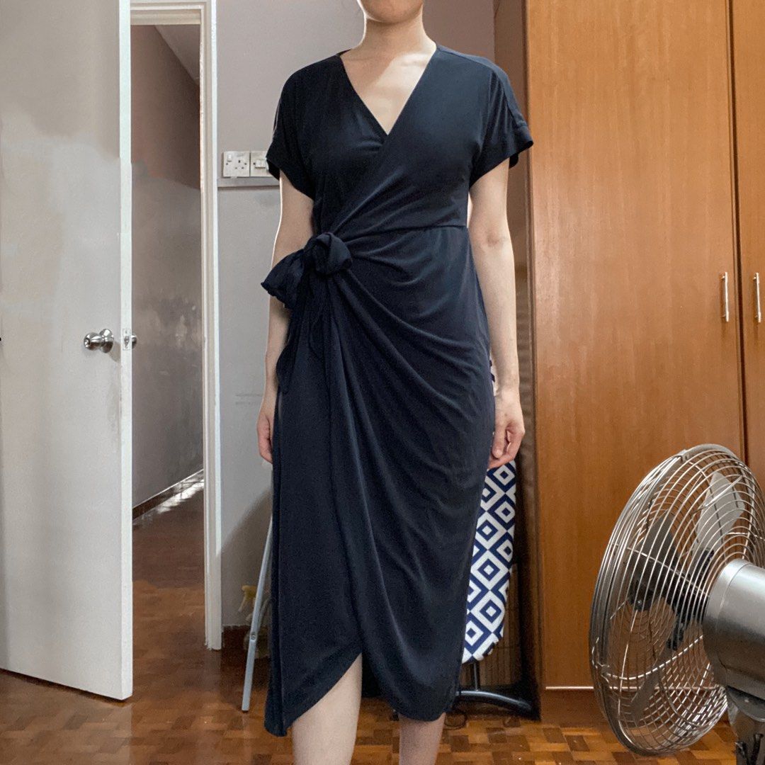 Monki Navy Blue Wrap Dress