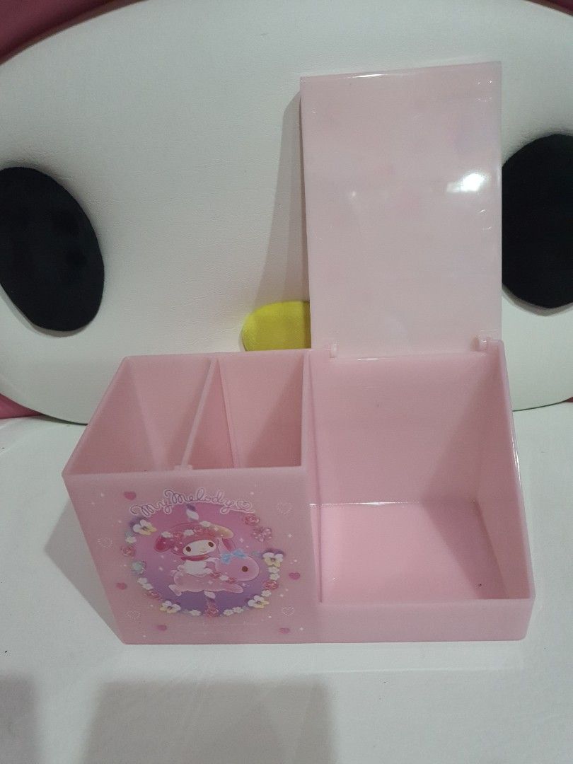 My Melody Free Standing Chest (Category: Storage Boxes & Baskets) located in Quezon City. Submitted by littlecerberuslts (Listing ID 1219248866, Image 3). Description: Original Sanrio functional free-standing chest . For various storage such as makeup tools and stationery! You can put your smartphone on the front part. Size: About H105 x W172 x D107mm Payment via gcash. Delivery fee care of buyer..