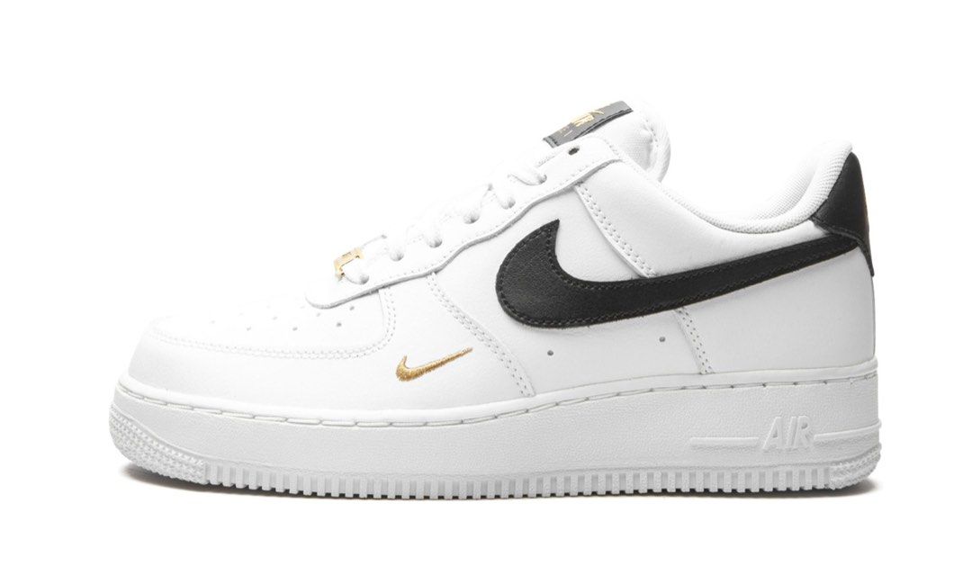 NIKE WMNS AIR FORCE 1 LOW ESSENTIAL White / Black / Gold, Women's  Fashion, Footwear, Sneakers on Carousell