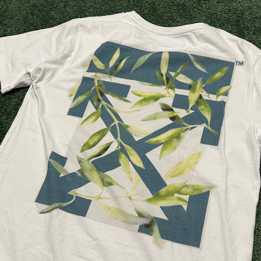 Off White Gente Roma Graphic Leaf Shirt Men s Fashion Tops