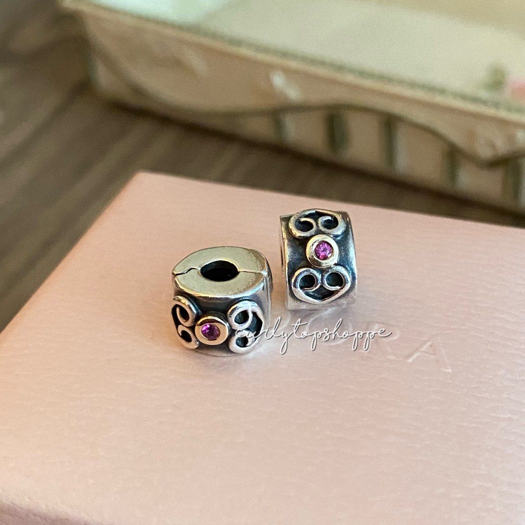 Pandora Double Heart Two Tone Clip Pair Women s Fashion Jewelry Organizers Charms on Carousell