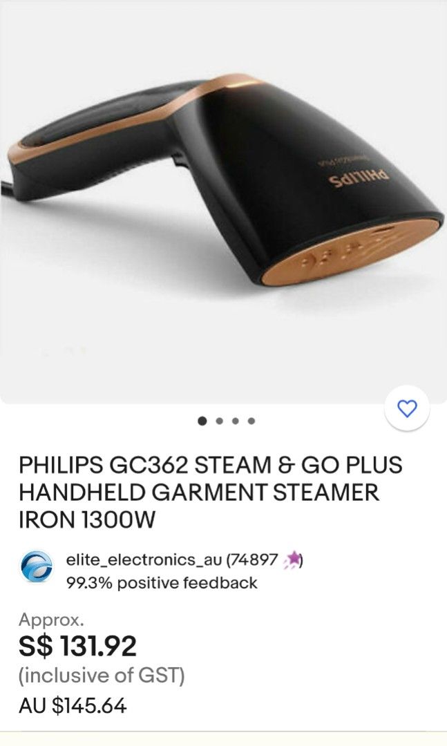 PHILIPS GC362 STEAM & GO PLUS HANDHELD GARMENT STEAMER IRON 1300W, TV