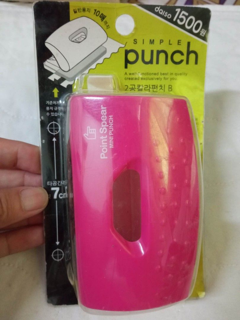 Pink Twohole puncher from Daiso Japan with FREE onewhole puncher