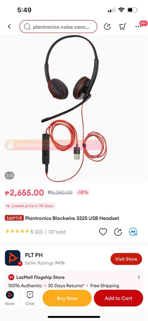 Plantronics BLACKWIRE C3225 USB-A (Category: Headphones & Headsets) located in Pasig City. Submitted by teatuhfindz (Listing ID 1219263164, Image 2). Description: Never used, just opened packaging 2600+ mall price Complete inclusions .