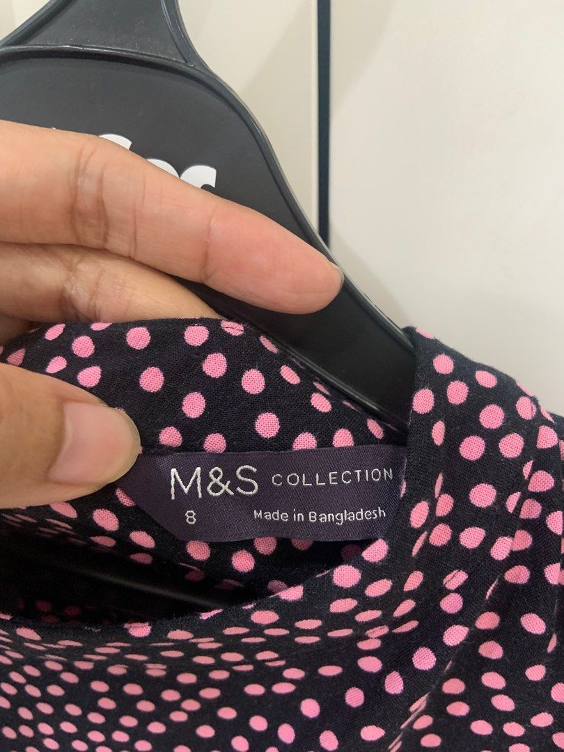 Polkadot Blouse Mu0026S, Fesyen Wanita, Pakaian Wanita, Atasan di Carousell