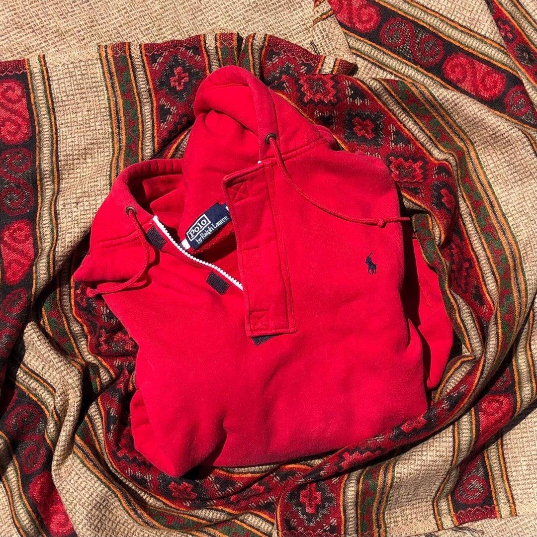 Red ralph lauren clearance half zip sweater