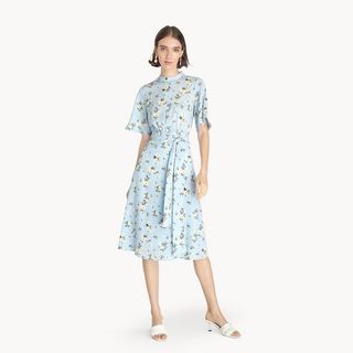Pomelo Blue Midi Floral Dress