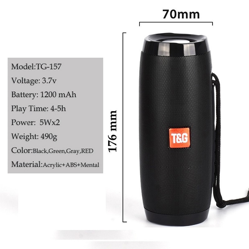 Portable Column Wireless Bluetooth Speaker TG-157 Powerful Outdoor Bass ...