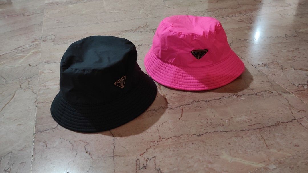 Pink prada best sale nylon bucket hat
