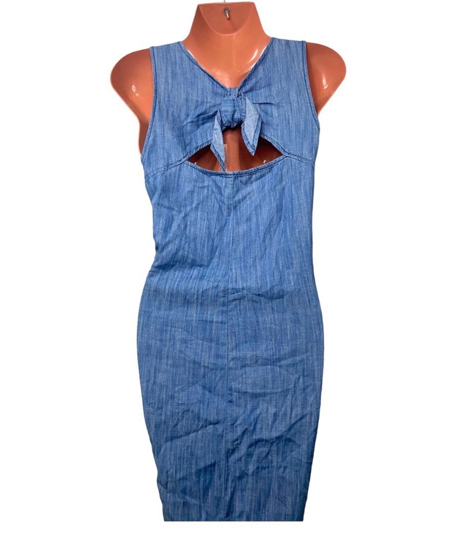 Universal Thread Sleeveless Denim Dress Knee Length Cotton Dress