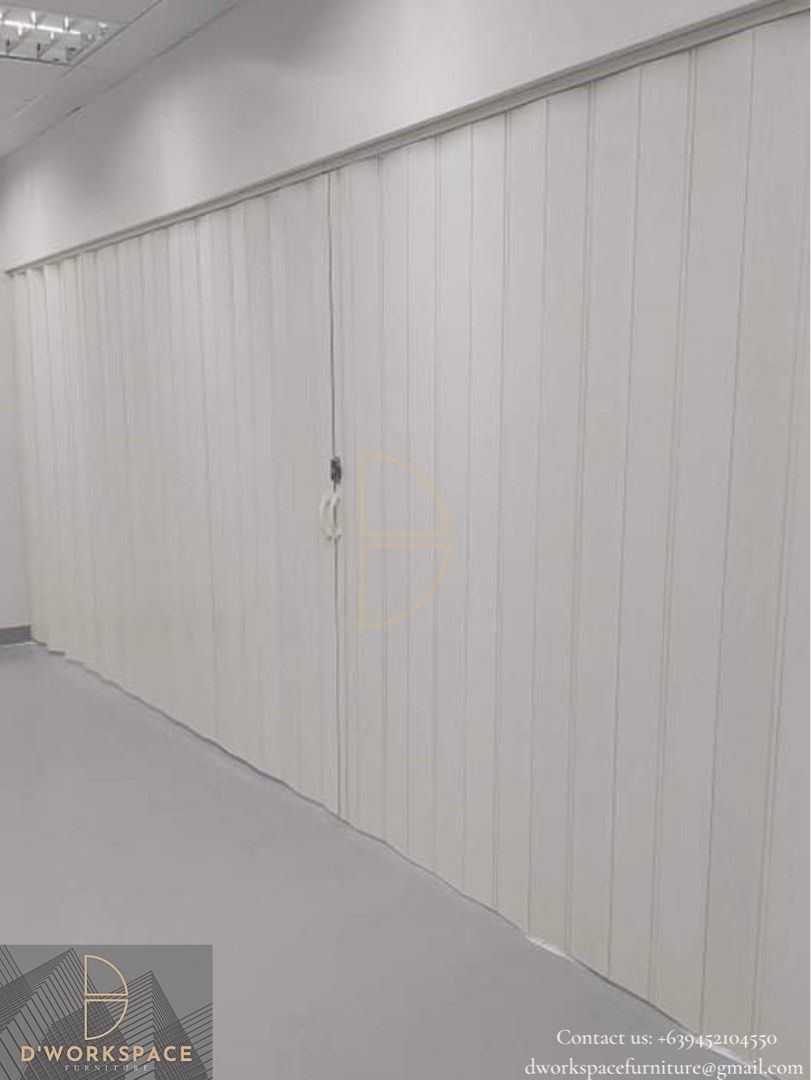 PVC Folding Door 104RDHOUSE 48x80in White PVC Accordion Folding Door -  Space Saving With Hardware Included White PVC Space Saving Door, image size:811x1080