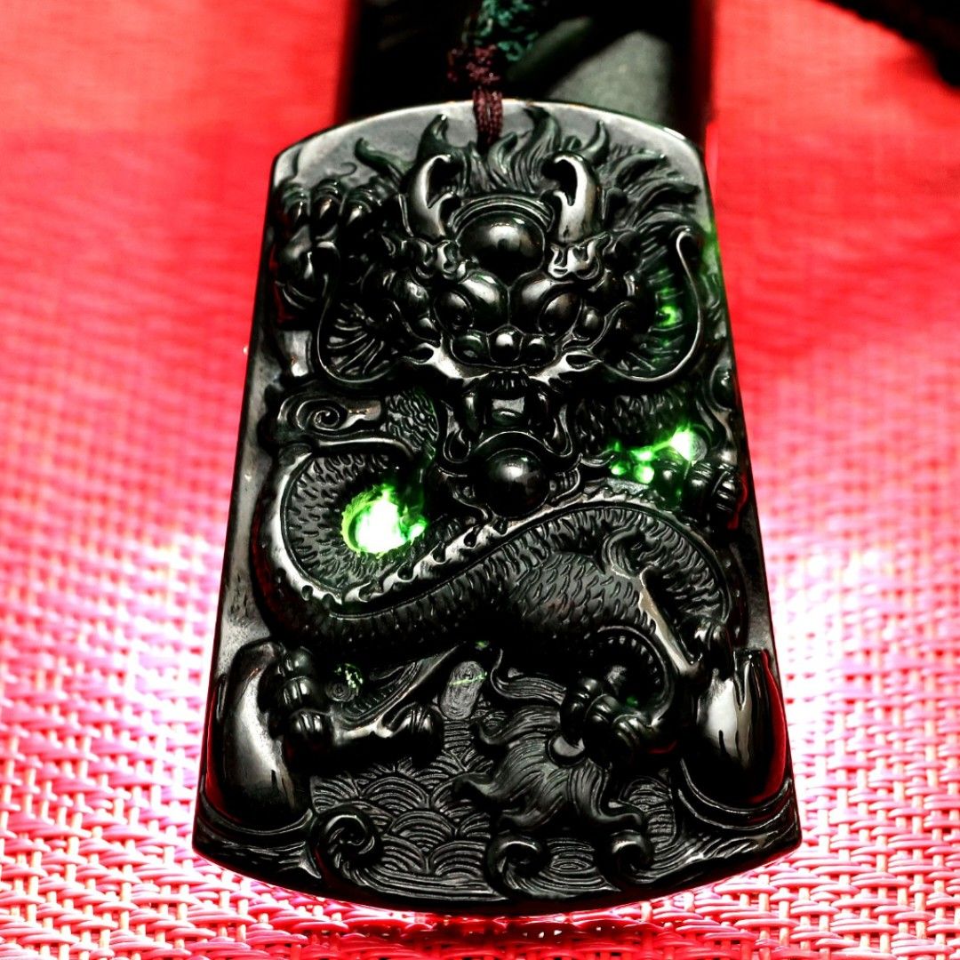 Charm Green Stone Hand-Carved Dragon Jade Pendant Necklace Yellow Ice  Crystal Chinese Amulet Women Man's Lucky Jewelry Gift - AliExpress