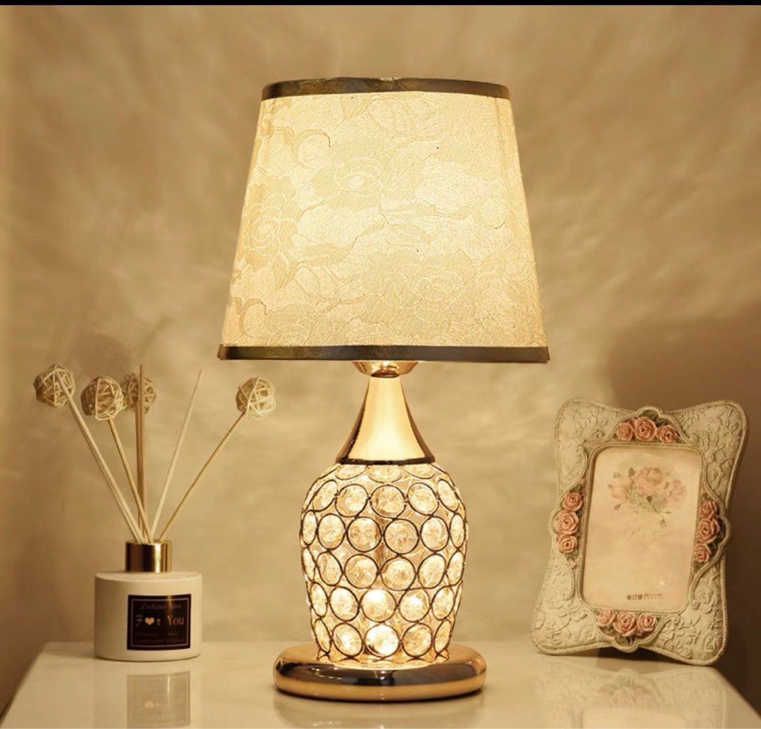 Rose motif bling bling table lamp Furniture Home Living Home
