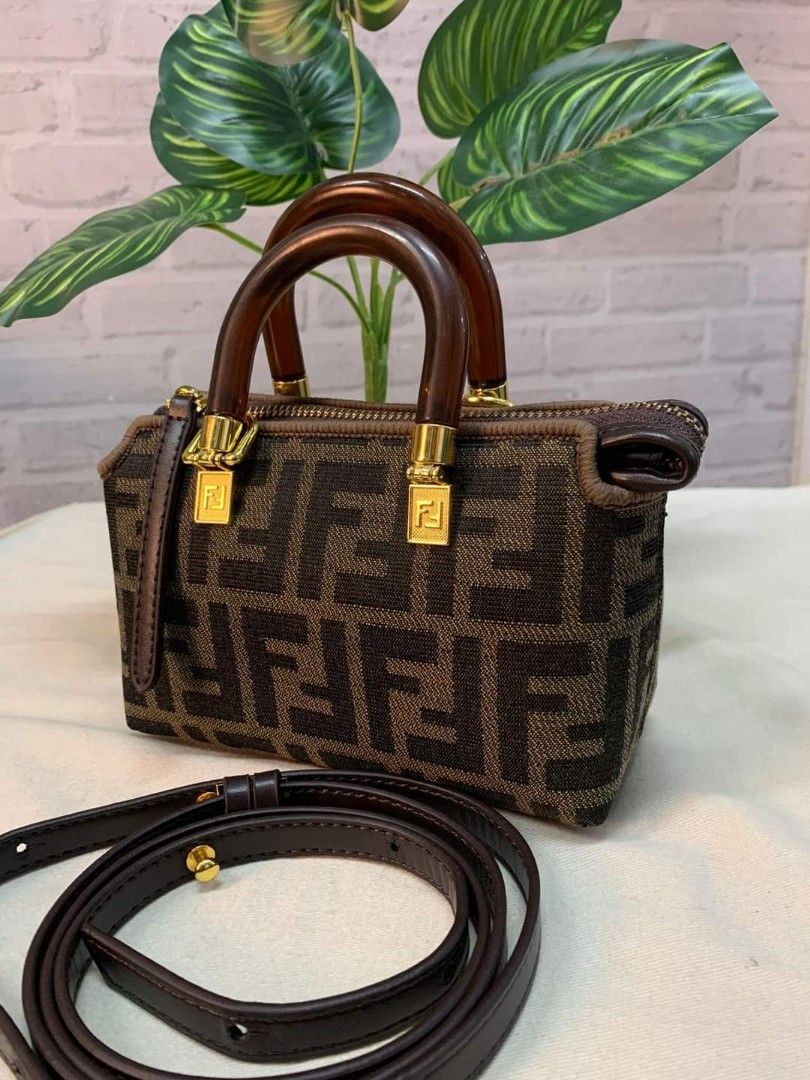 SALE FENDI TAPESTRY TOP HANDLE TWO WAY BAG