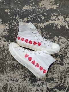 Sepatu Converse high ct 70s white cdg play  high multi heart milk egret Second Preloved original