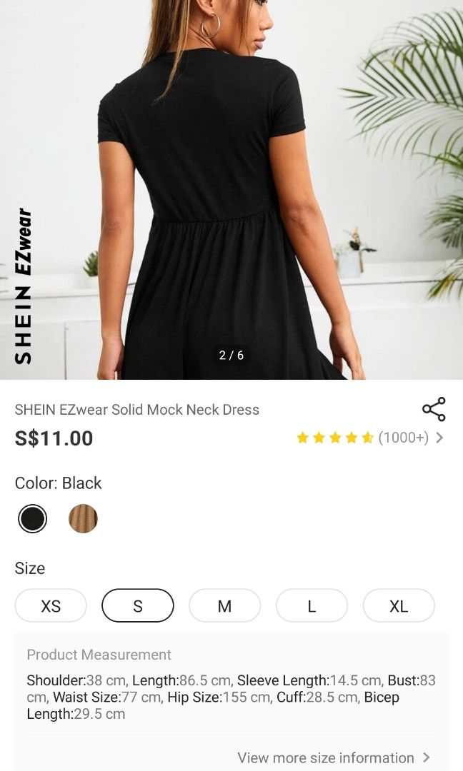SHEIN EZwear Solid Mock Neck Bodycon Dress