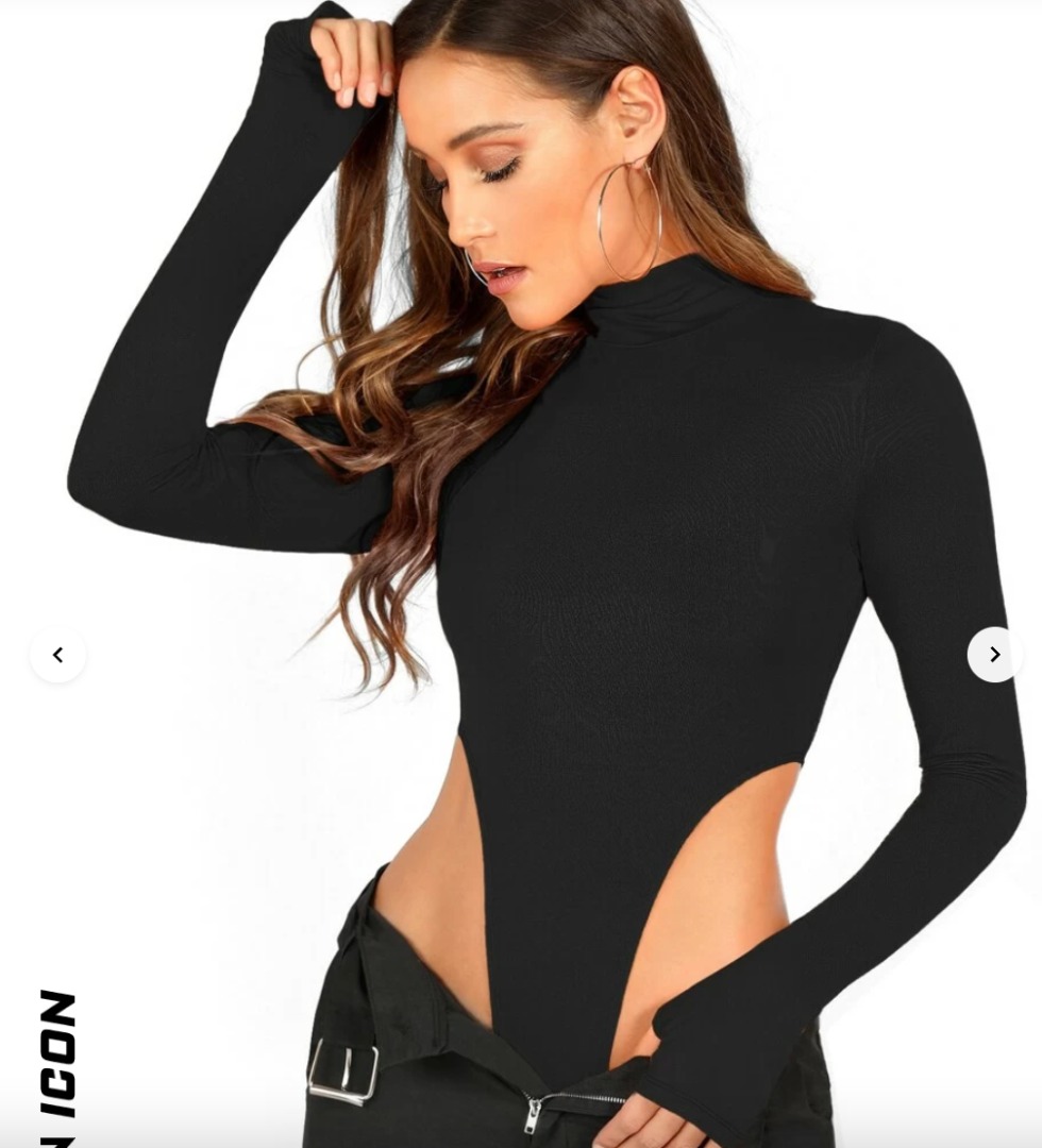 SHEIN Essnce Women'S Solid Color Turtleneck Bodysuit
