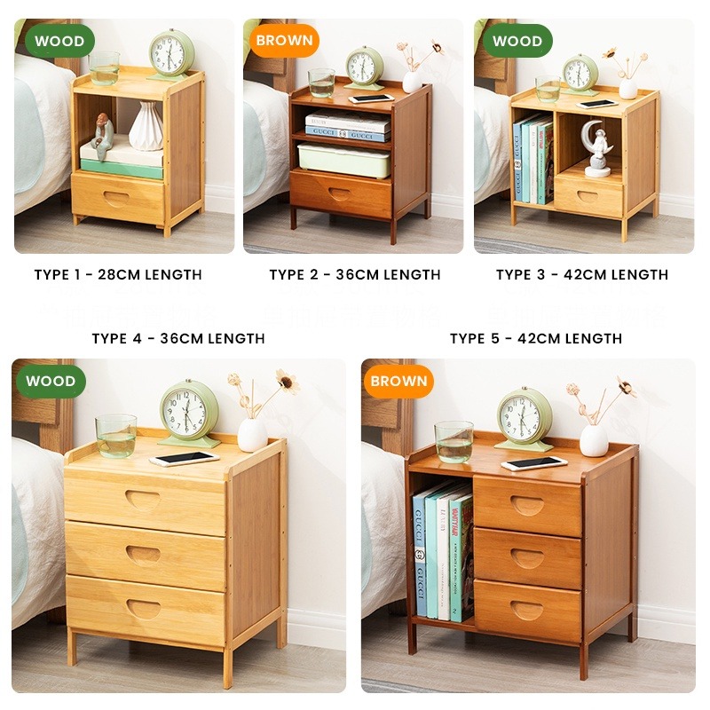Simple and Modern Bamboo Bedside Table and Bedside Storage