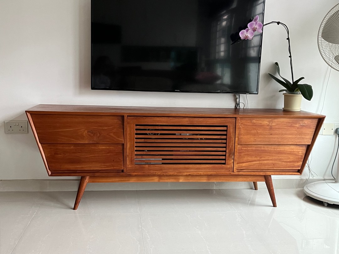 Solid Teak TV console Scandinavian style, Furniture & Home Living