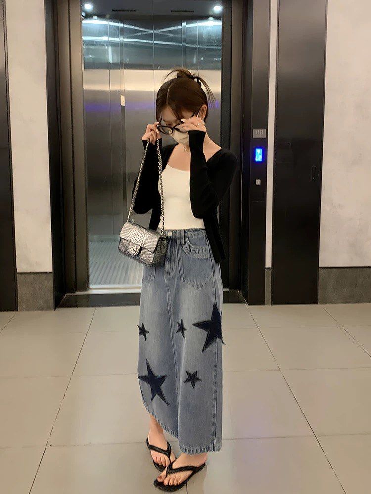 Long Denim Denim Skirt Looks 2019 Maxi Denim Skirt Trend 2019 Maxi