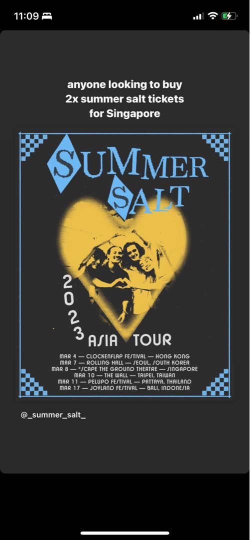 Summer salt concert tickets x2, Tickets & Vouchers, Event Tickets on