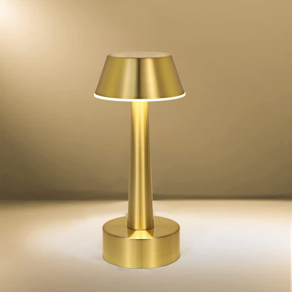 UMEXUS Rechargeable Cordless Table Lamp, 6000mAh Portable Battery Operated  Bedside Lamps, 3-Level Dimmable Metal Touch Control Night Light Small Lamps  for Restaurant/Bedroom/Outdoor, Gold 