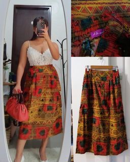 FIXED PRICE❗Very rare african indian ethnic prints skirt in tangerine orange