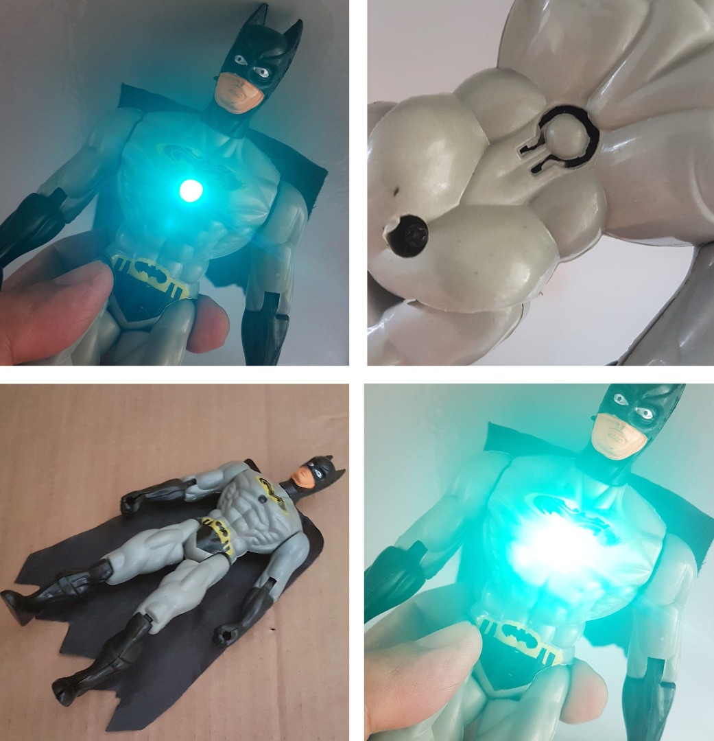Vintage Batman Figure, Action Hero, Figurine with Flashing Light on