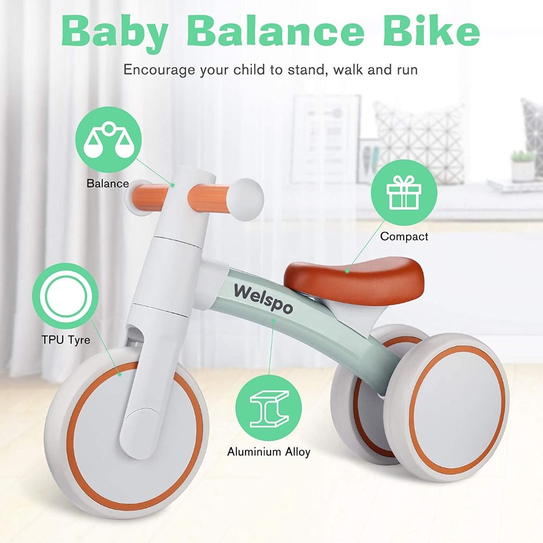 Welspo Baby Balance Bikes for 1 Year Old Boys Girls 12 36 Months Kids Cute Toddler First Bicycle Infant Walker Children No Pedal 3 Wheels Mini Bike Riding Toys Best Birthday Gift Hobbies