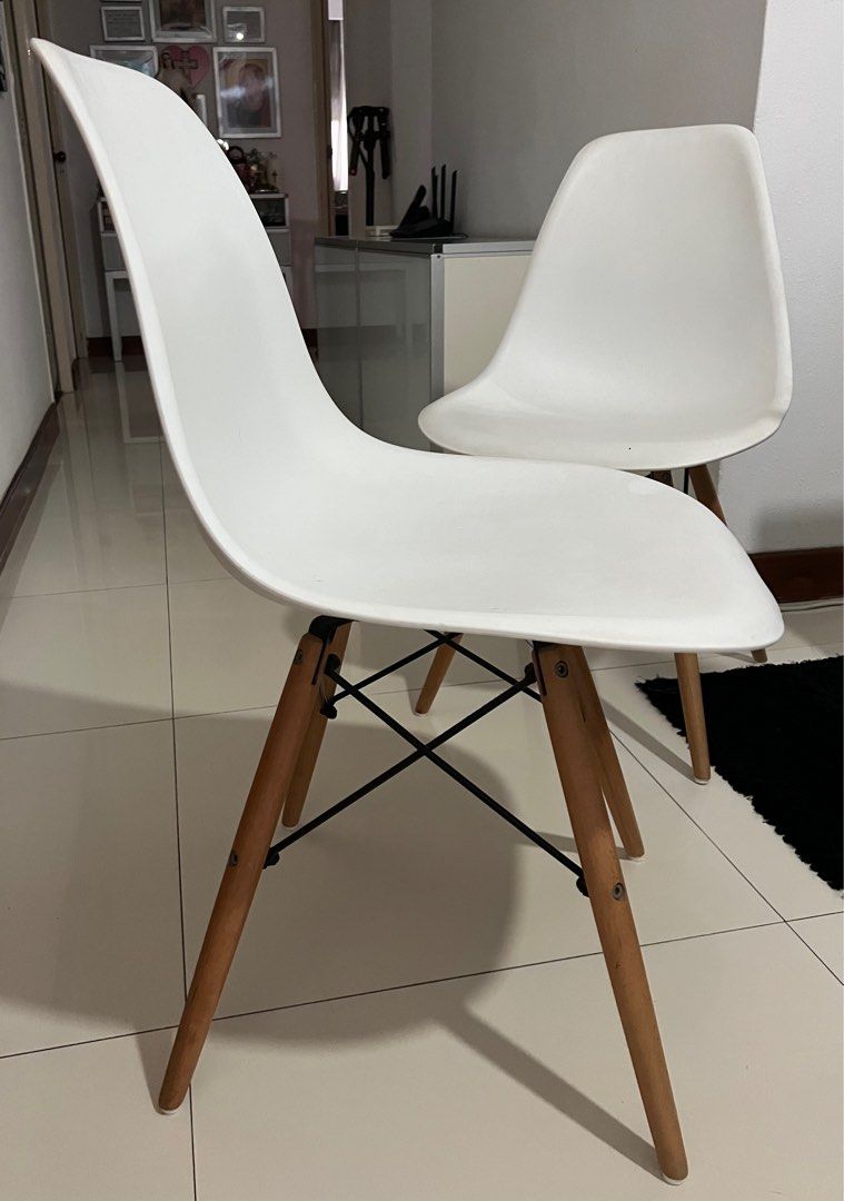 Ikea white cheap chair wooden legs