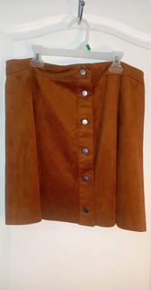 Women’s XL brown faux suede f21 shirt button skirt