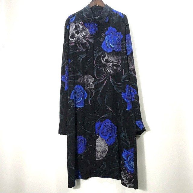 Yohji Yamamoto Black Scandal 19ss Skull Rose silk Jacket, Men's Fashion ...