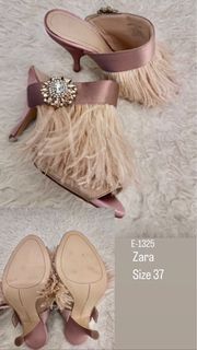 Zara fur pink heels
