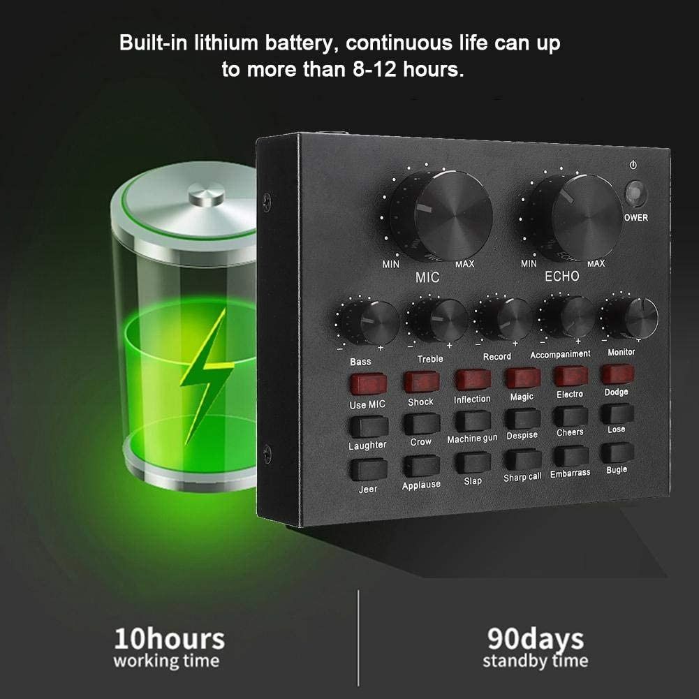 1001) V8LIVE SOUND CARD, EXTERNAL SOUND CARD AUDIO MIXER, USB AUDIO INTERFACE INTELLIGENT