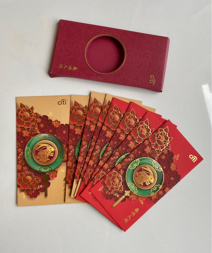 2023 Rabbit Year Citibank Red Packet Angpau - 8 pieces + box imperfect ...