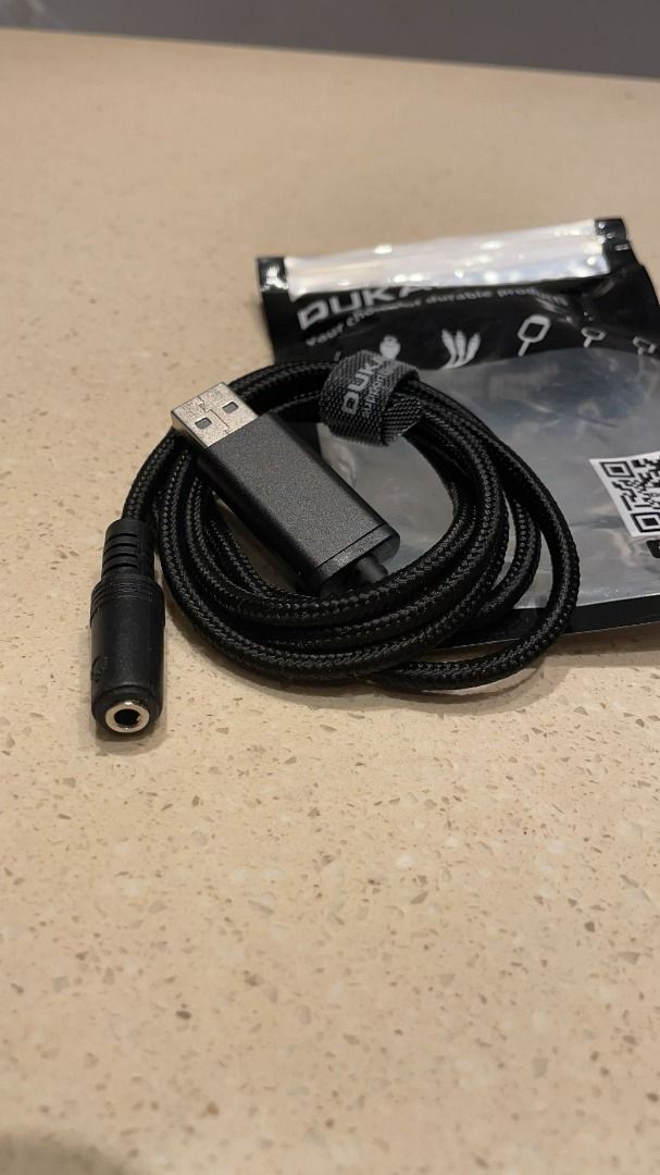 3202) DUKABEL USB to 3.5mm Jack Audio Adapter, USB to Aux Cable with 4