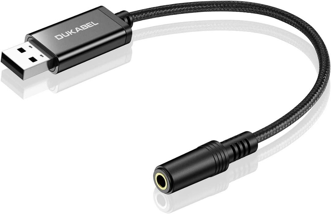 3202) DUKABEL USB To 3.5mm Jack Audio Adapter, Aux Cable With 4 