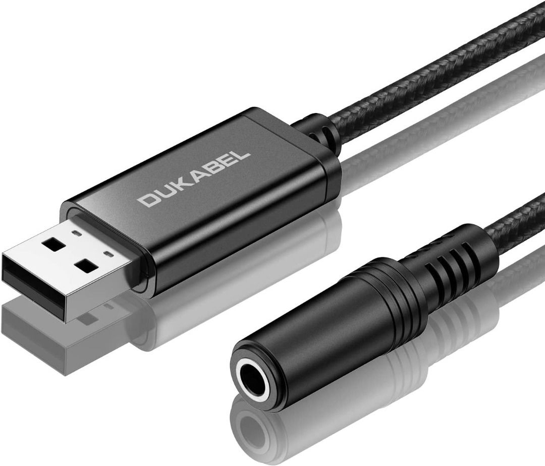 3202) DUKABEL USB to 3.5mm Jack Audio Adapter, USB to Aux Cable with 4