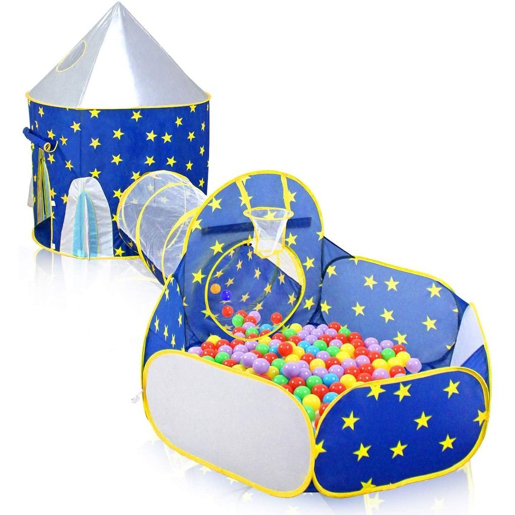 3 in 1 Rocket Play Tent Tunnel Playhouse kids tent 1 6years old
