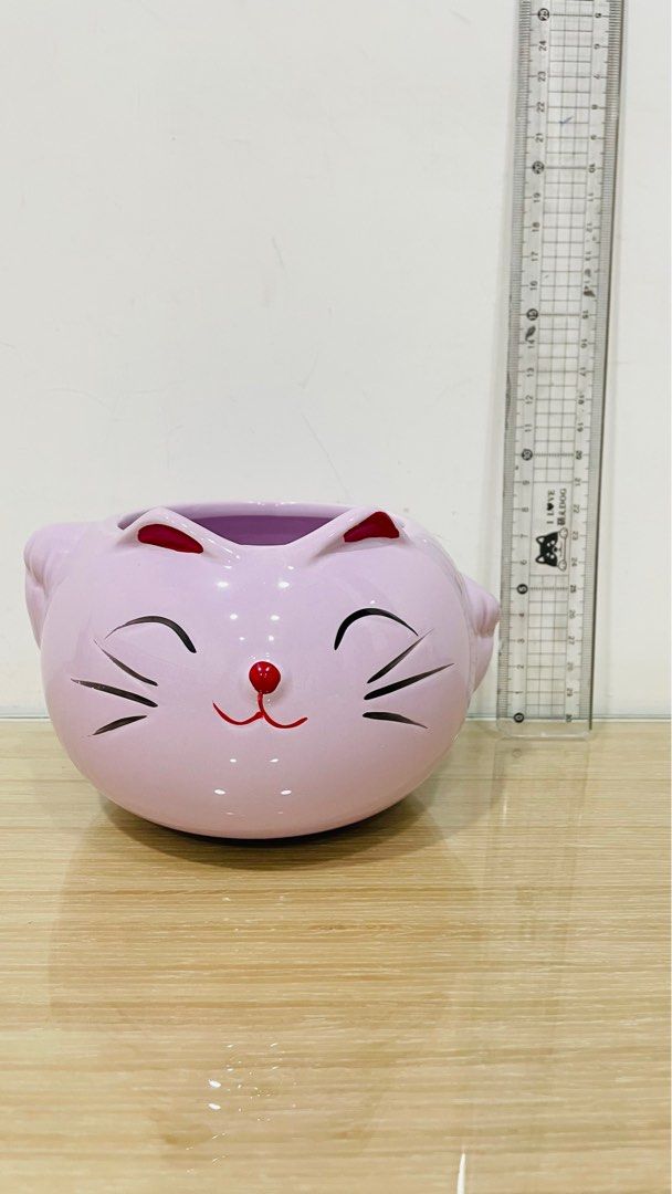 全新 可愛淡紫色貓咪花盆 盆器 器皿