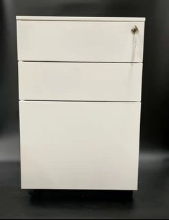 ALL STEEL CABINET - 3 DRAWERS ( WHITE COLOR ) MOBILE PEDESTAL