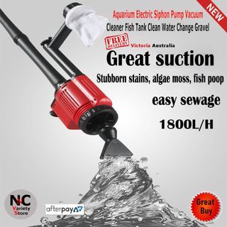Aquarium Electric Siphon Pump Vacuum Cleaner Fish Tank Clean Water Change Gravel